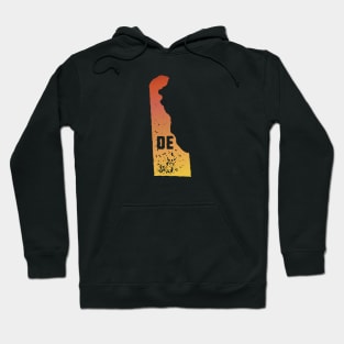 US state pride: Stamp map of Delaware (DE letters cut out) Hoodie